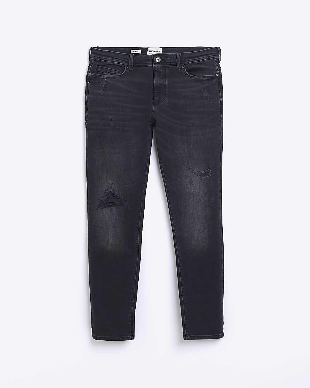 Black skinny fit faded ripped jeans