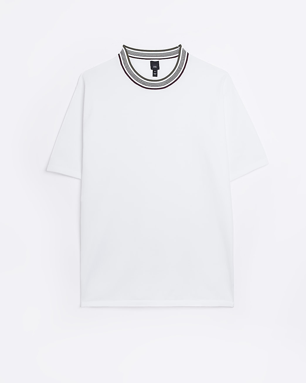 Big and tall white knitted taped t-shirt
