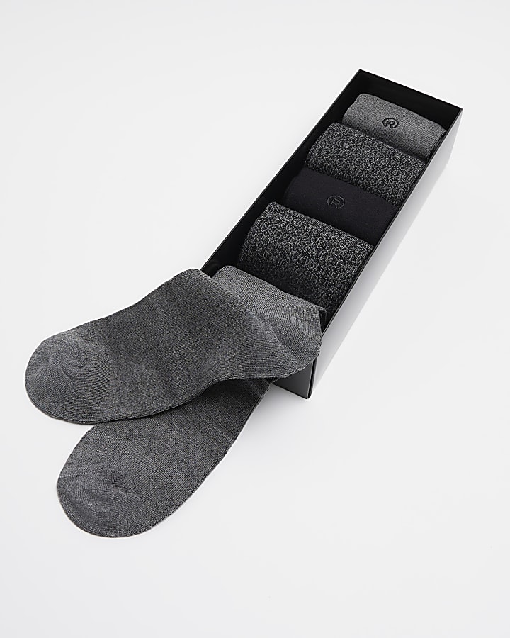 Black geometric ankle socks gift box