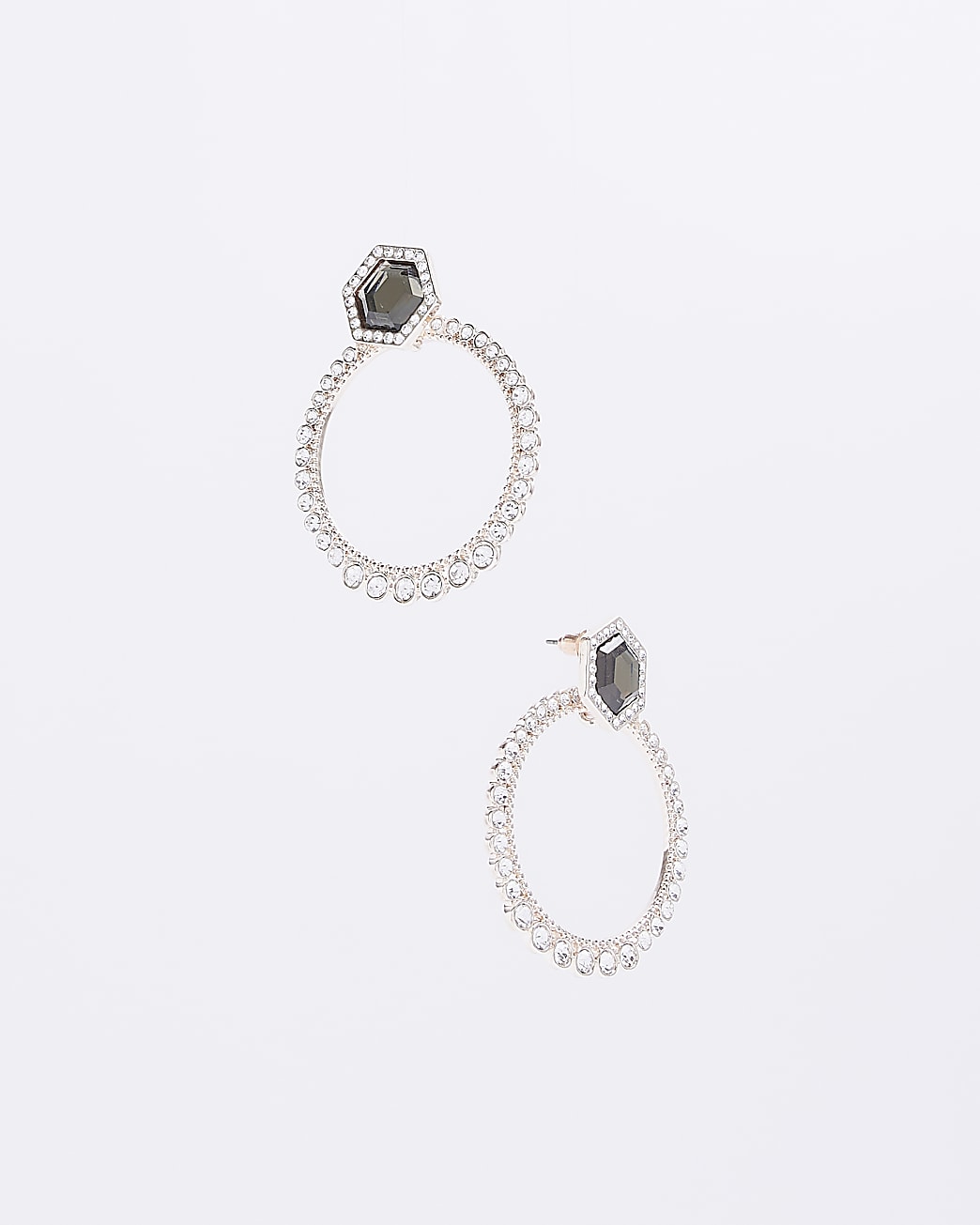 Rose gold embellished hoop earrings