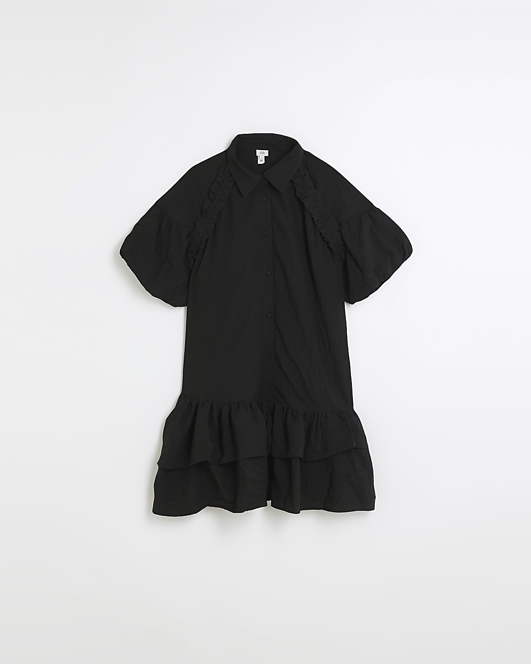 Black puff sleeve smock mini dress
