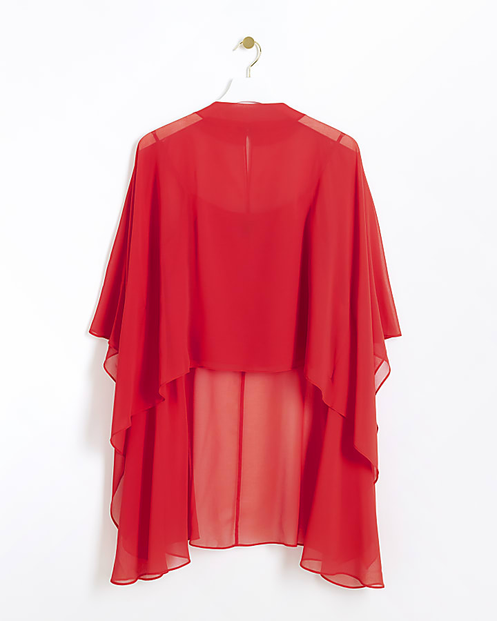 Red cape design blouse