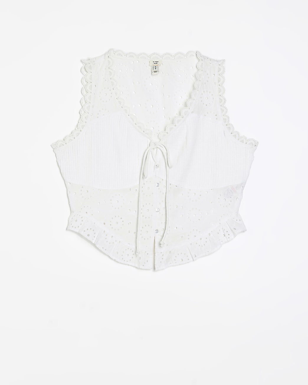 Petite ecru broderie corset top
