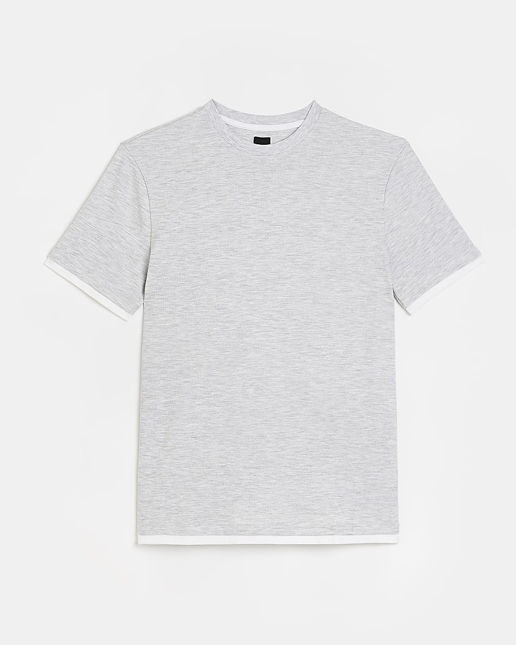 Grey slim fit double layer t-shirt