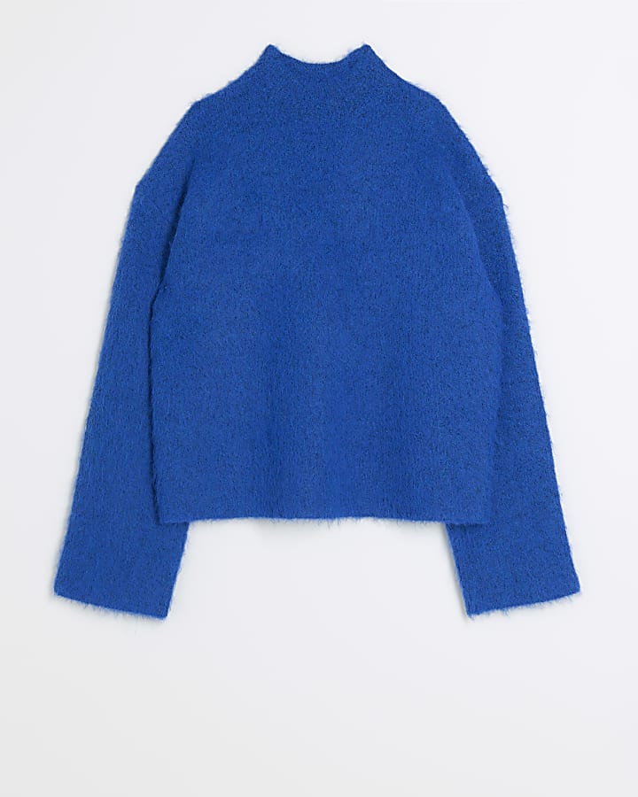 Blue high neck jumper