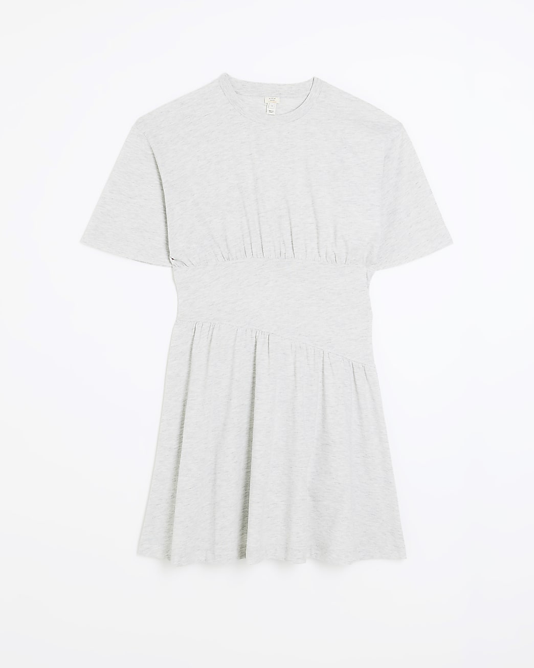 Grey short sleeve cinched waist mini dress