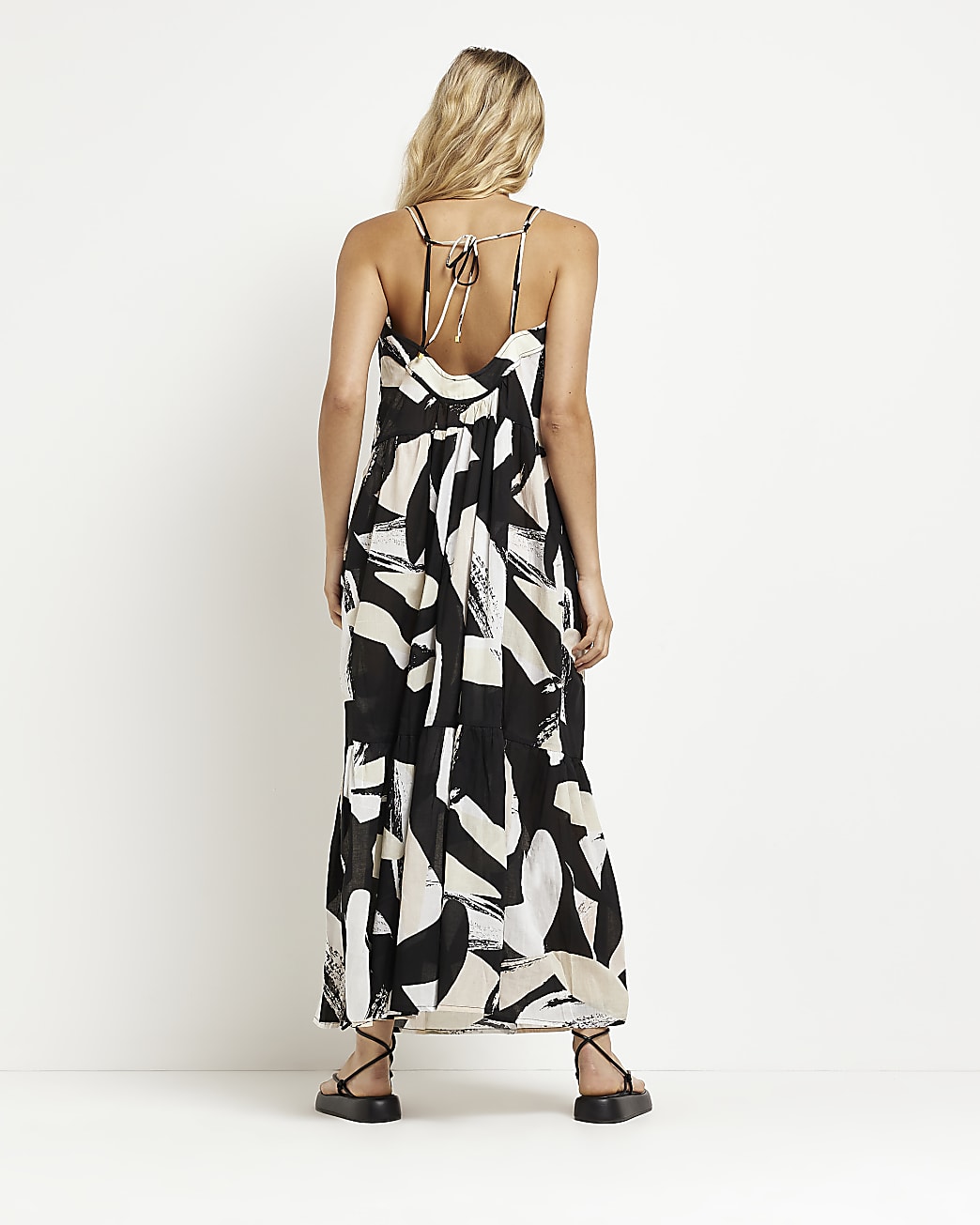 Cream printed beach maxi dress