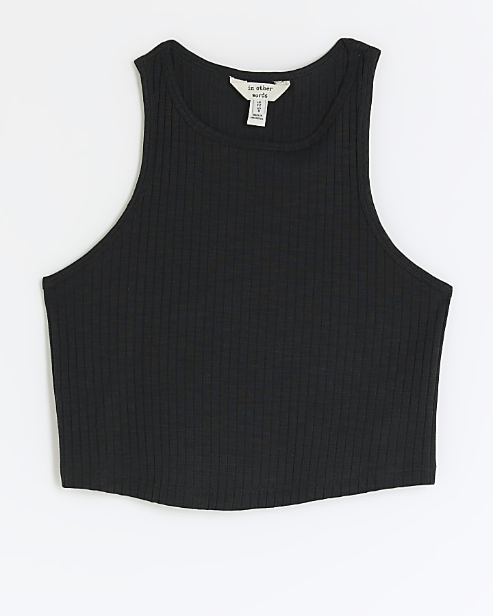 Black ribbed crop top