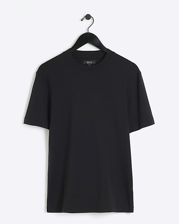 Black muscle fit RI studio rib t-shirt