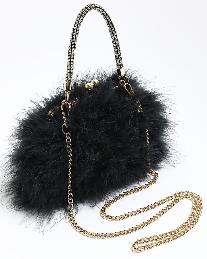 Black Feather Crossbody Bag