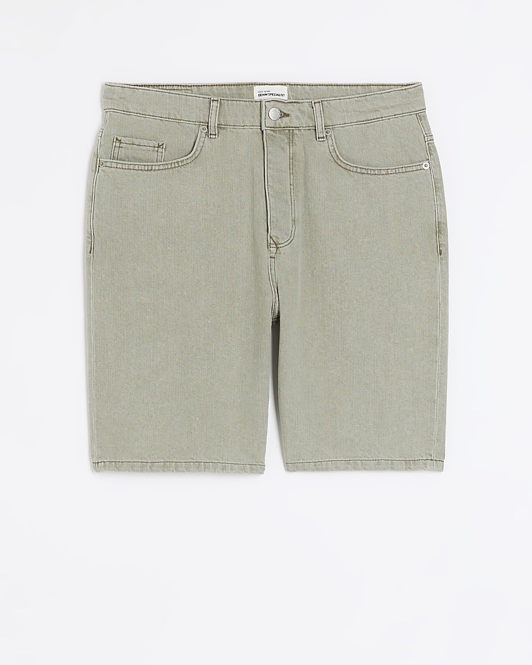Green regular fit denim shorts