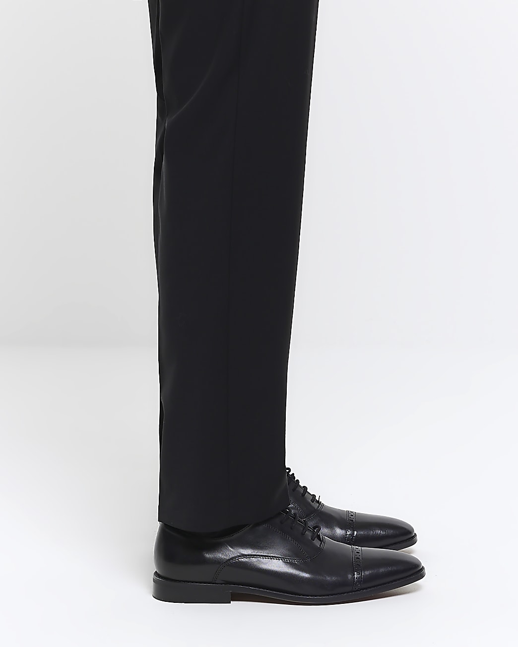 Black leather brogue oxford shoes