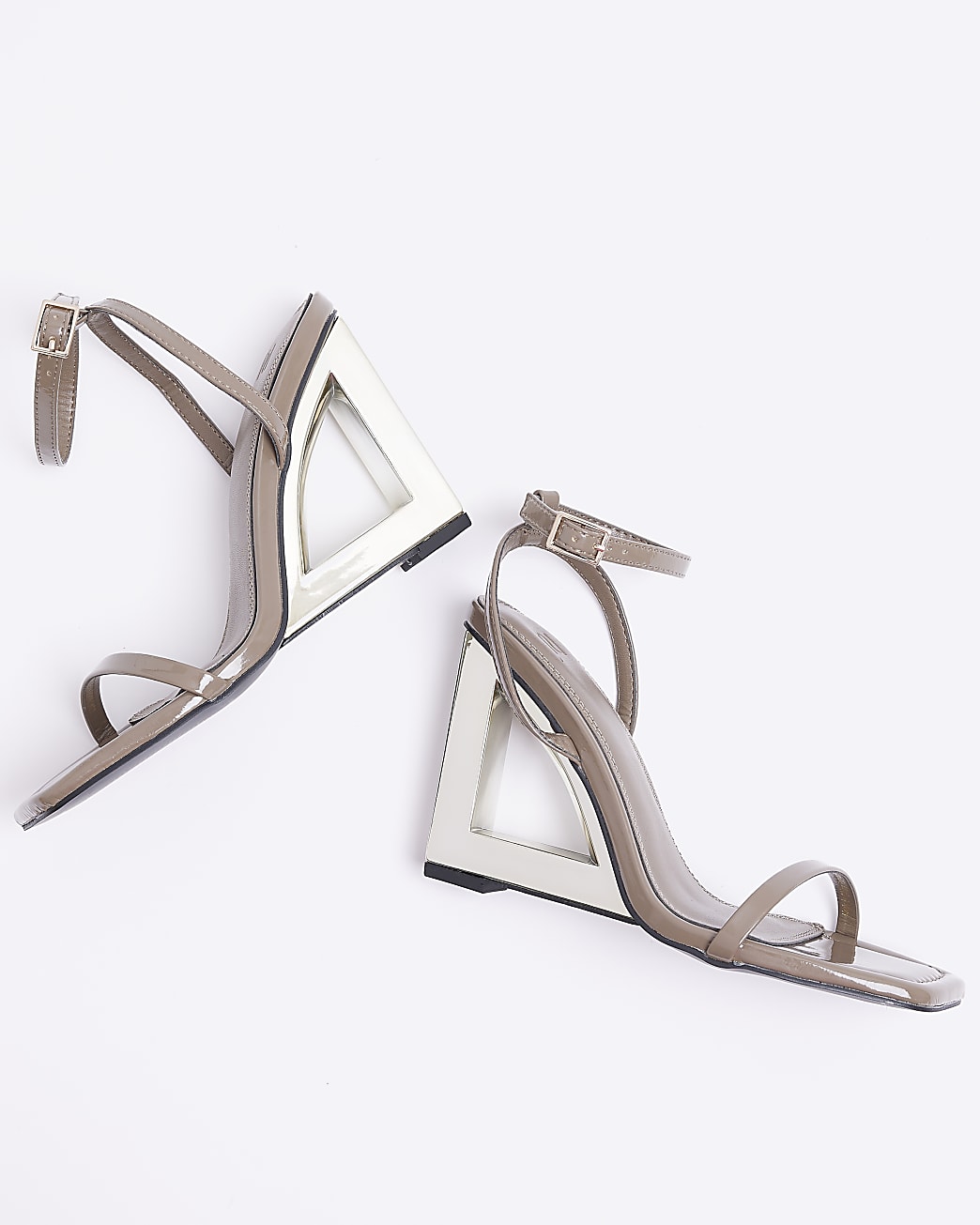 Beige wedge heeled sandals