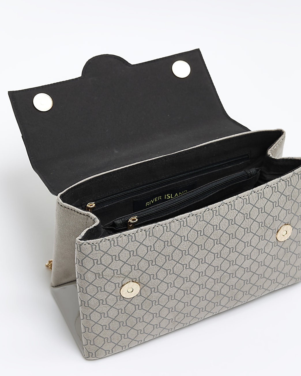 Grey RI monogram print shoulder bag