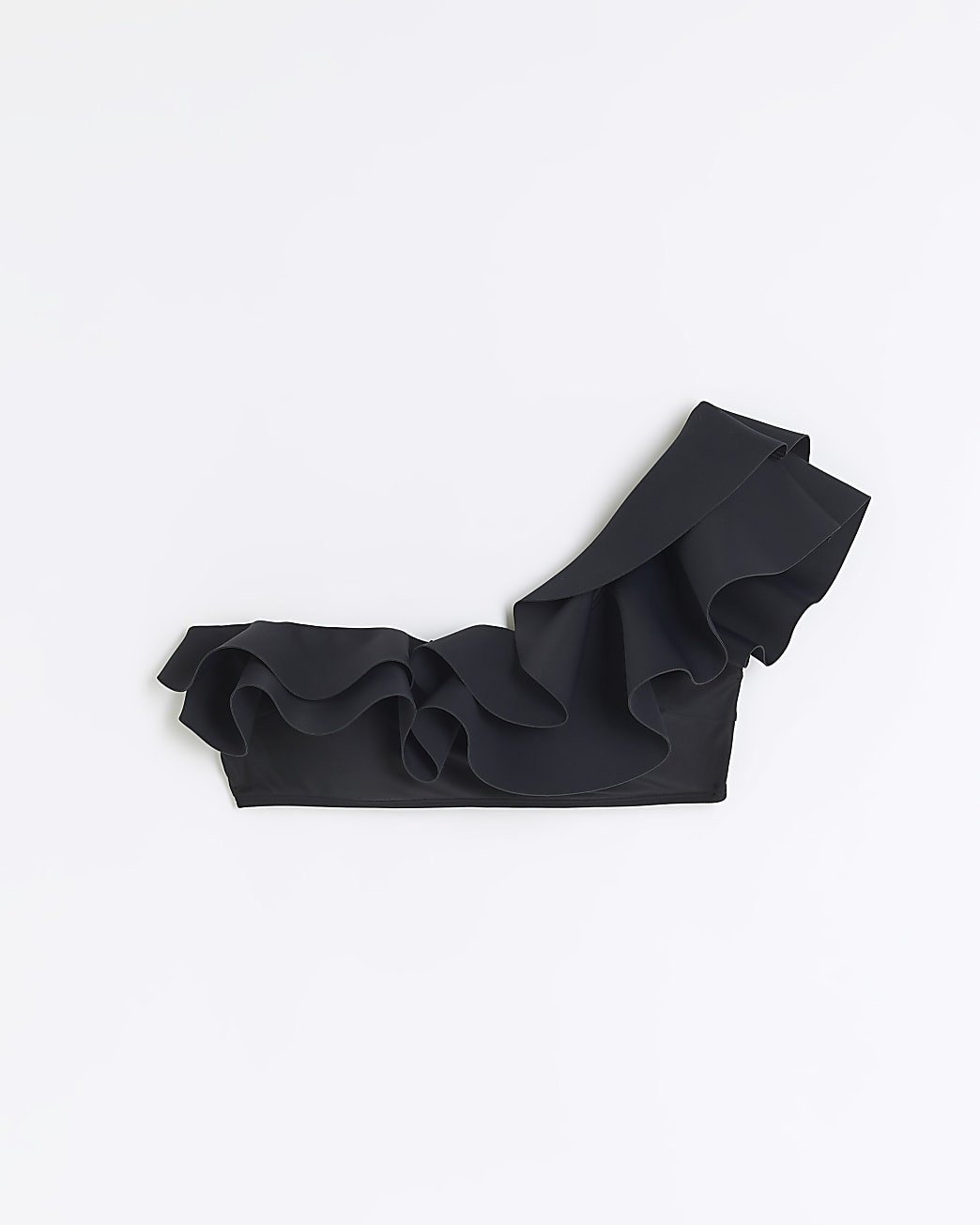 Black frill one shoulder bikini top