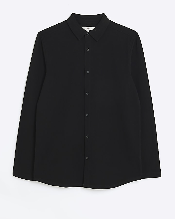 Black regular fit jersey shirt