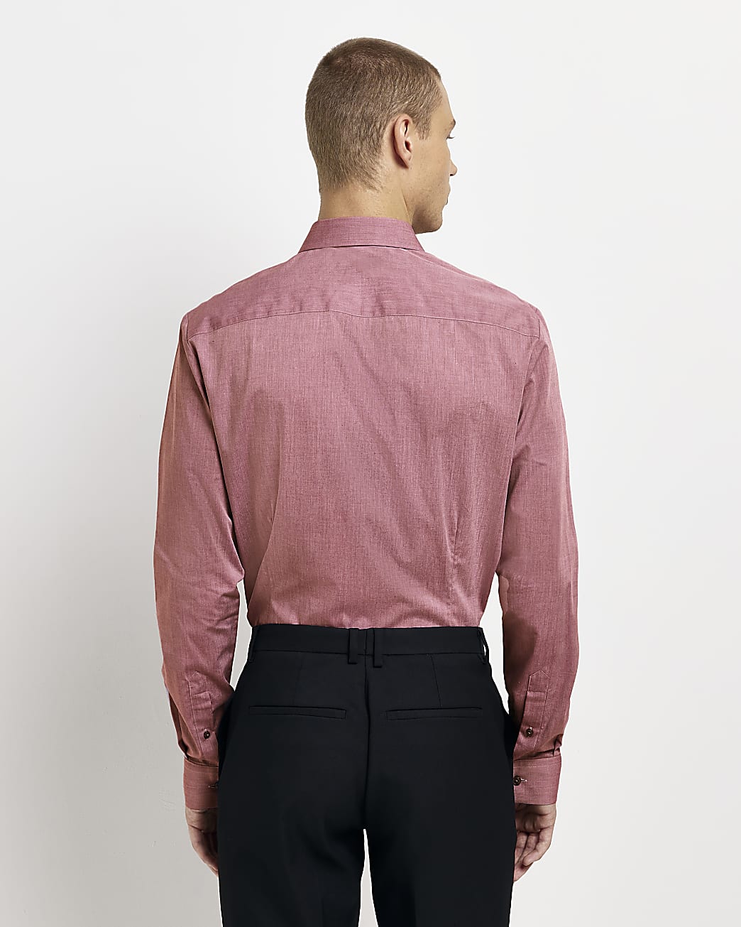 Dark pink slim fit long sleeve shirt