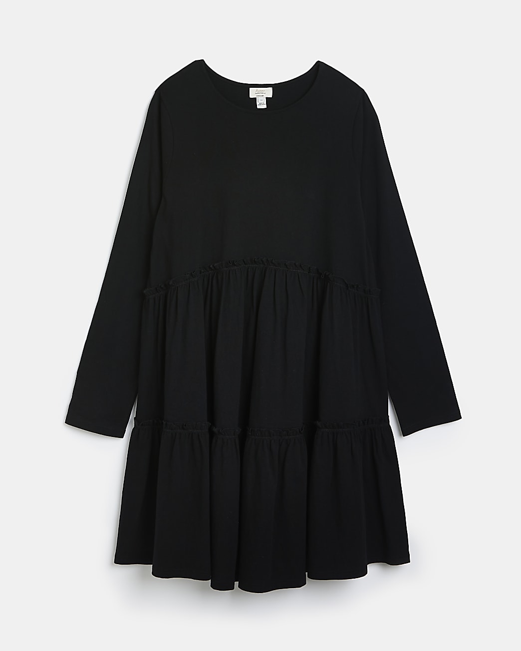 Maternity black long sleeve frill mini dress