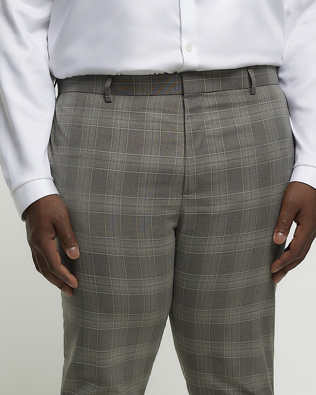 Big & Tall grey slim fit check trousers
