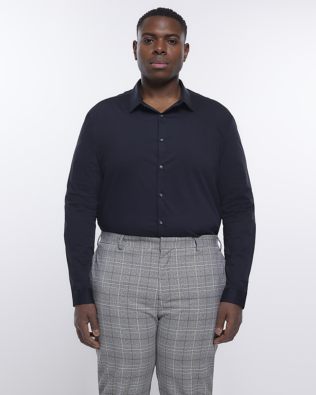 Big & Tall grey slim fit check trousers