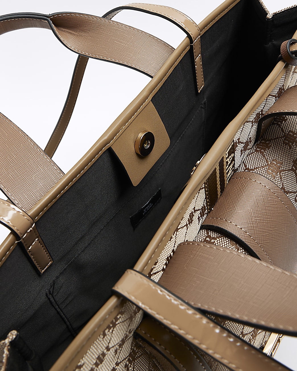 Brown jacquard shopper bag