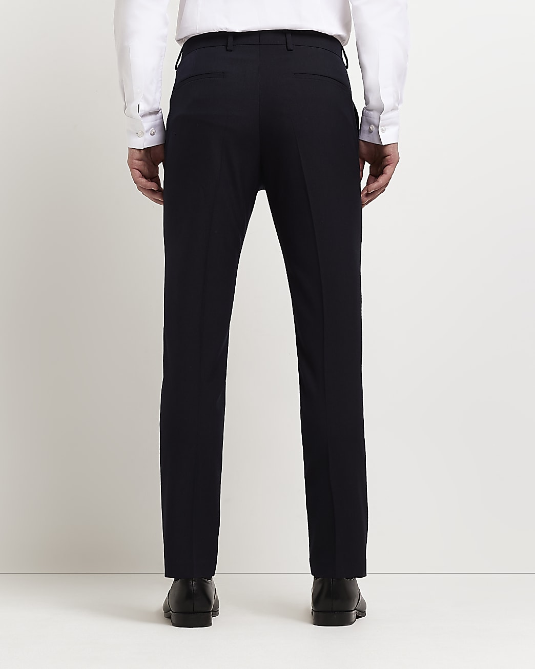 Navy skinny fit twill suit trousers