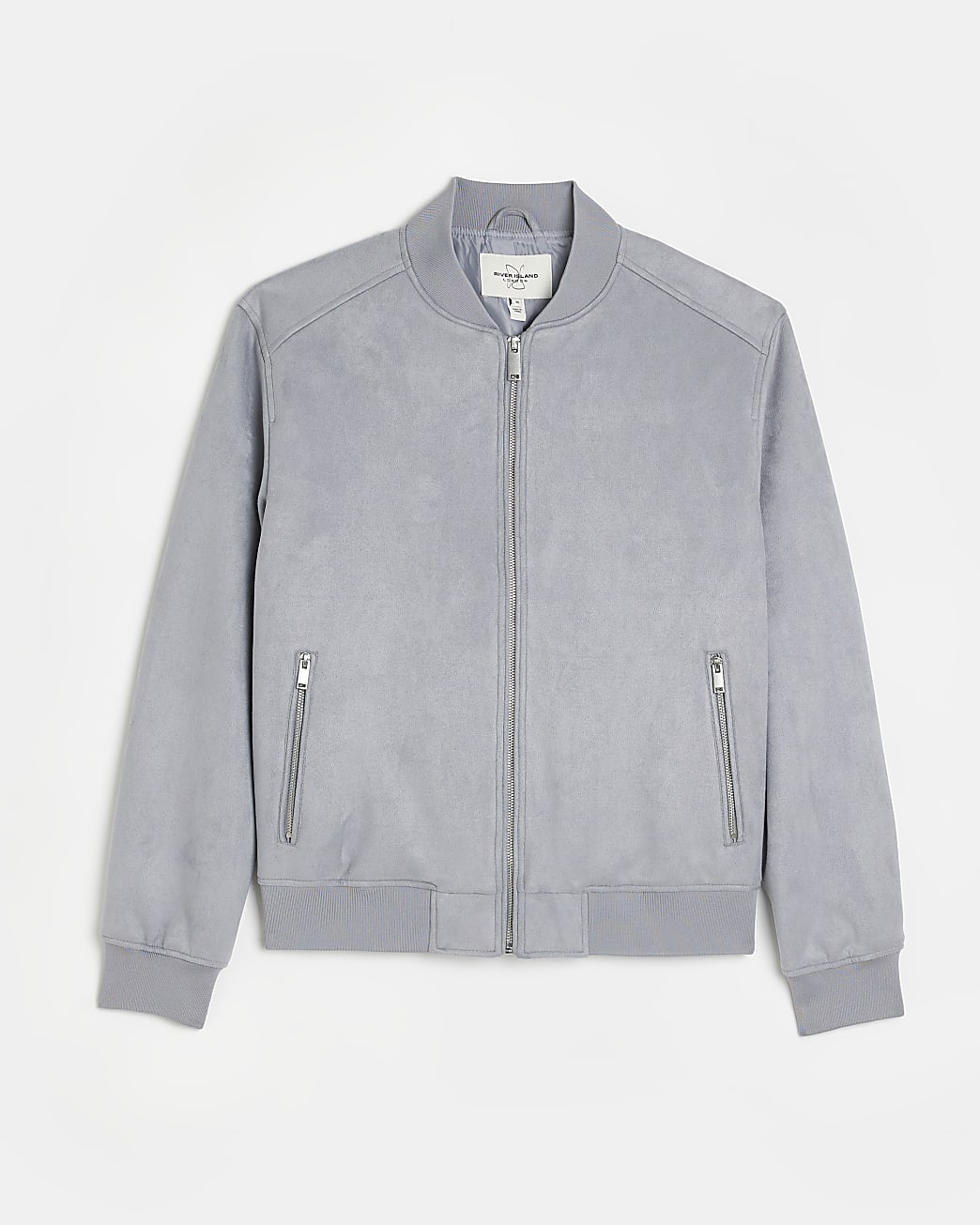 Light Blue Regular fit Suedette Bomber Jacket