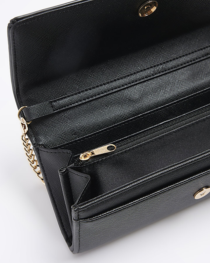 Black embossed chain strap purse