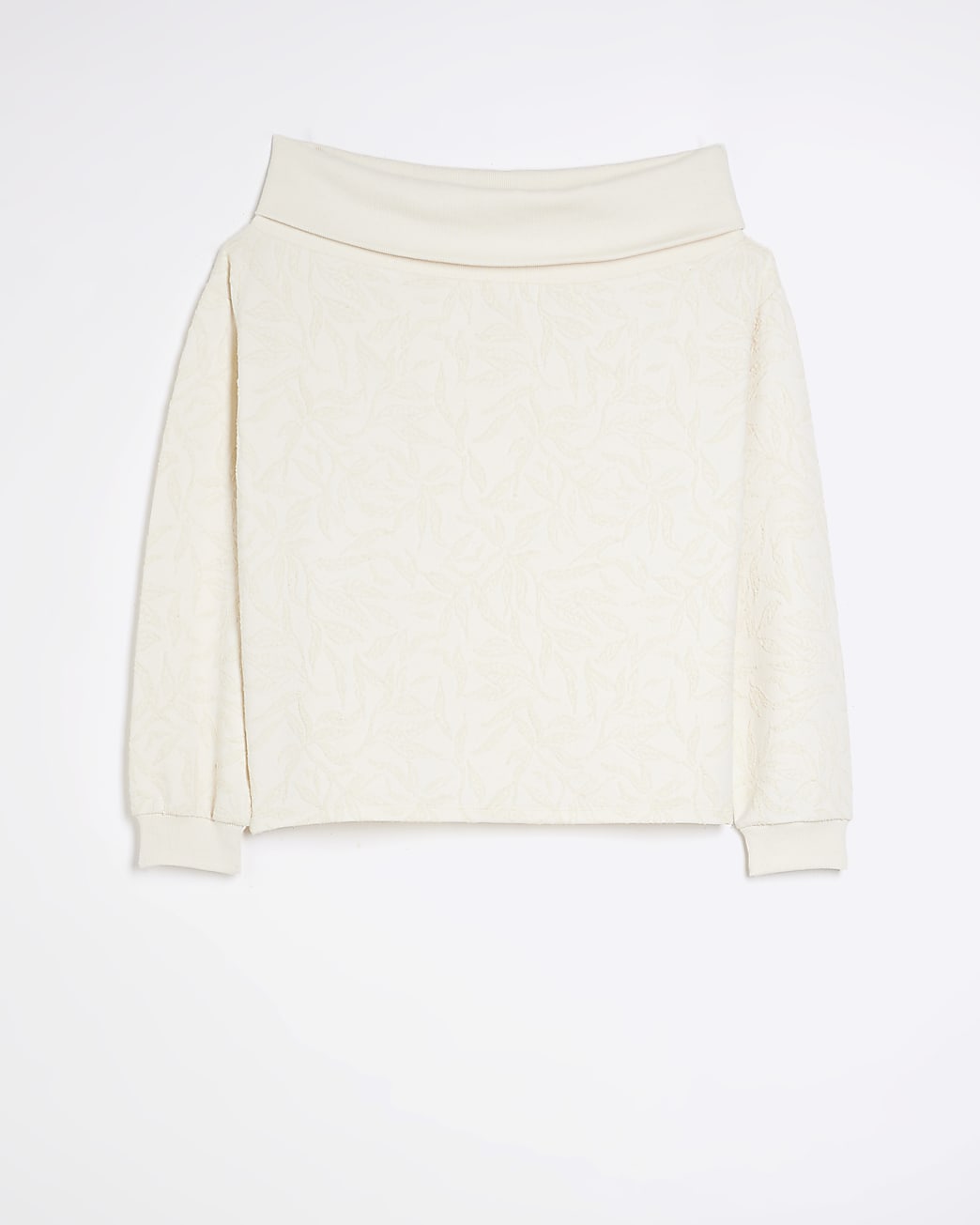 Ecru textured bardot sweatshirt