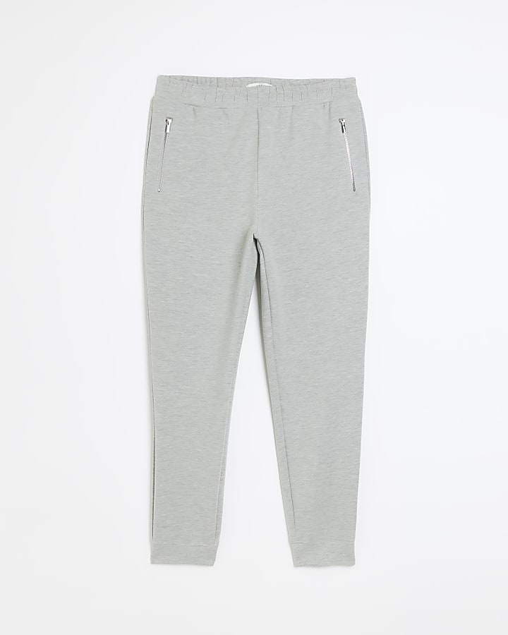 Grey slim fit neoprene cuffed smart joggers