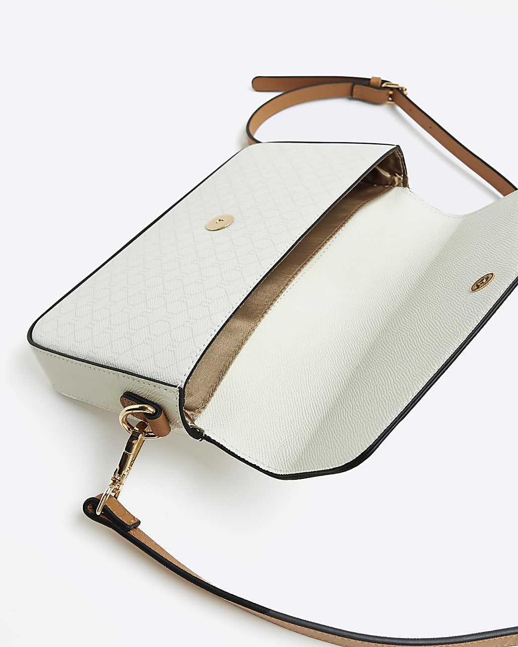 White RI monogram envelope cross body bag