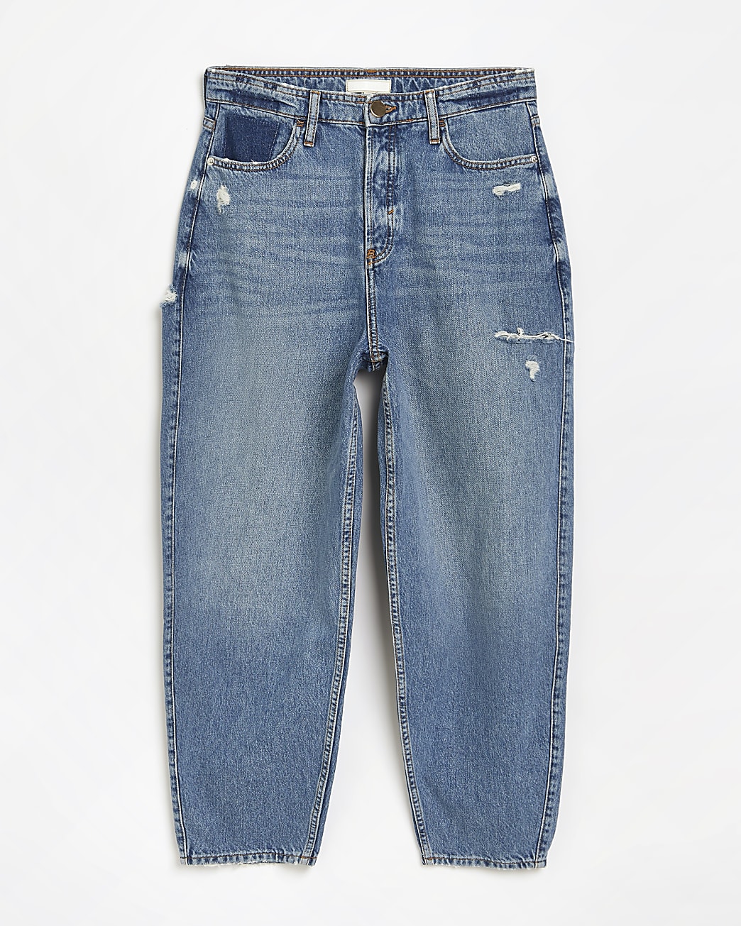 Blue high waisted tapered jeans