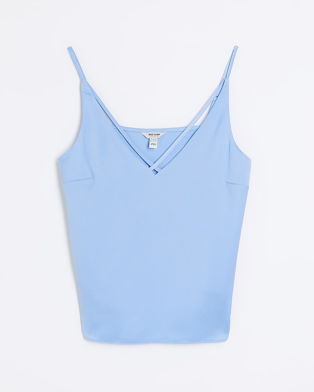 Blue satin strap cami top