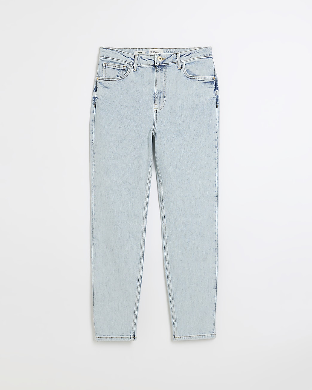 Blue high waist slim mom jeans