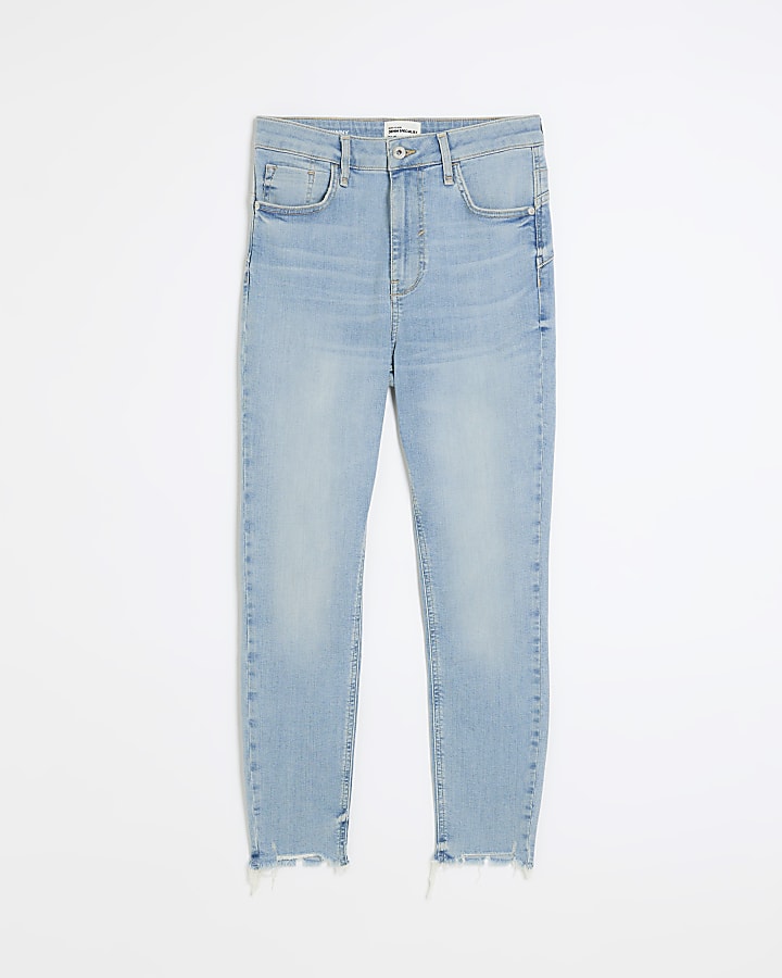 Blue high waisted bum sculpt skinny jeans