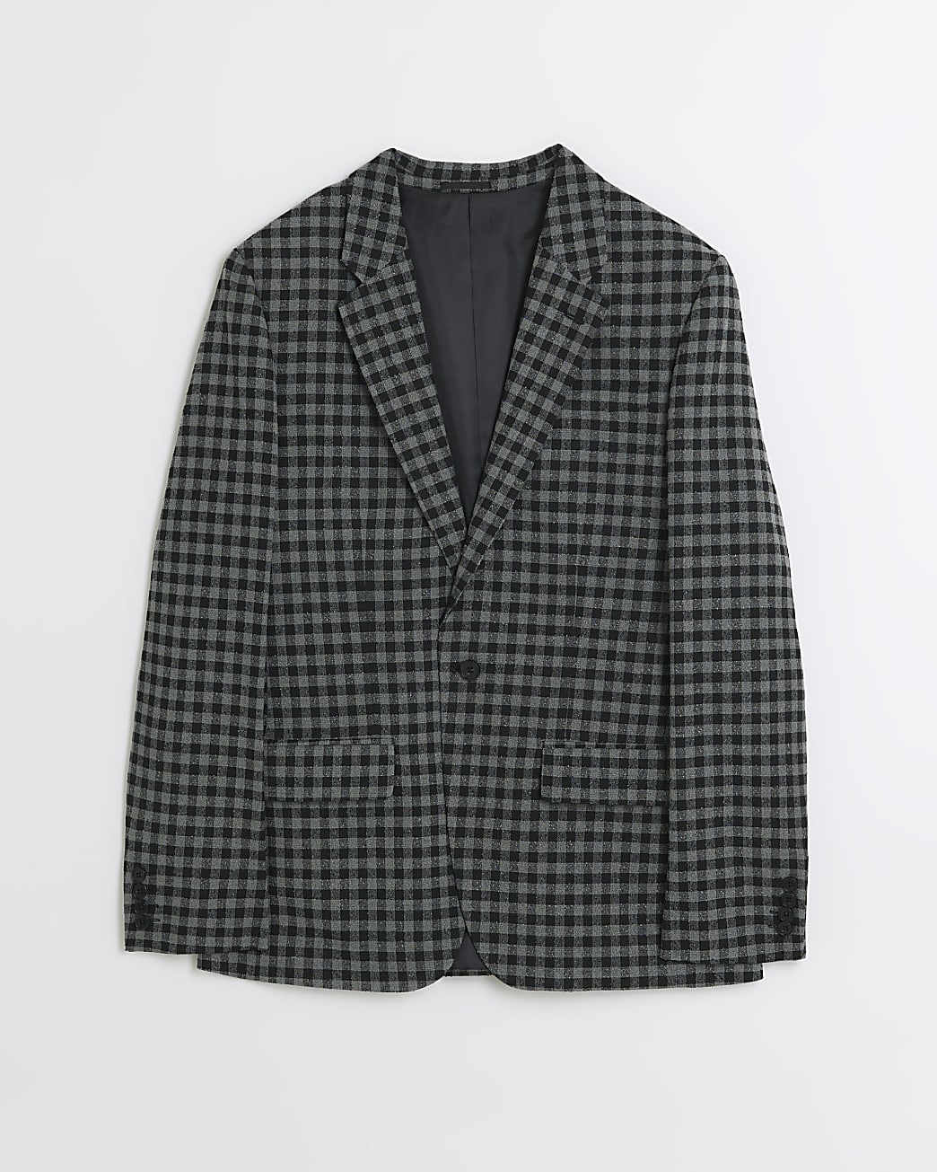 Grey slim fit check suit jacket
