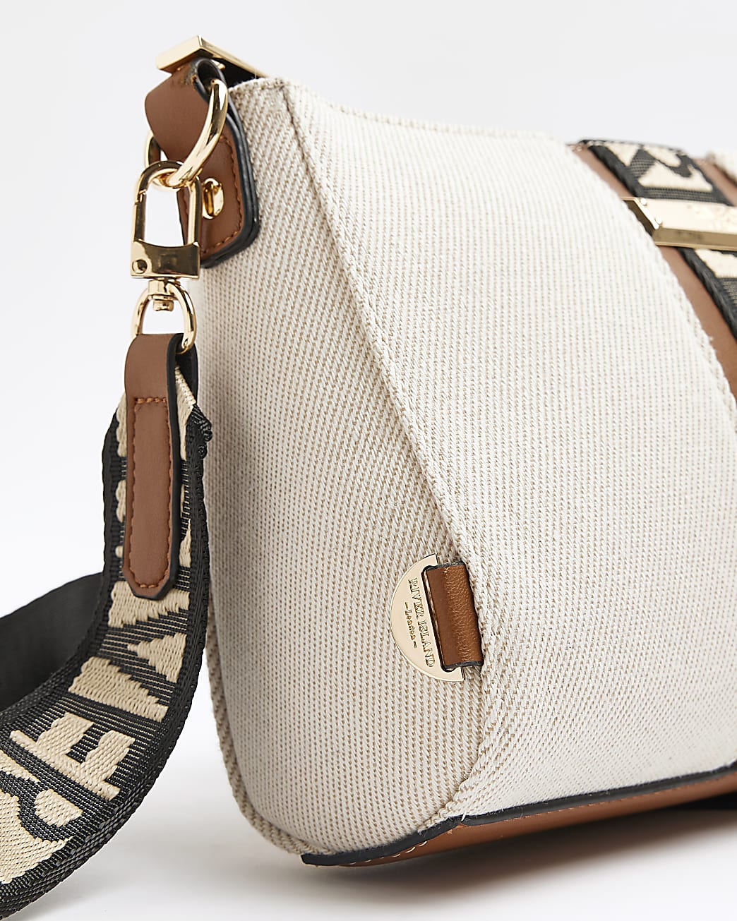 Beige RI monogram cross body bag