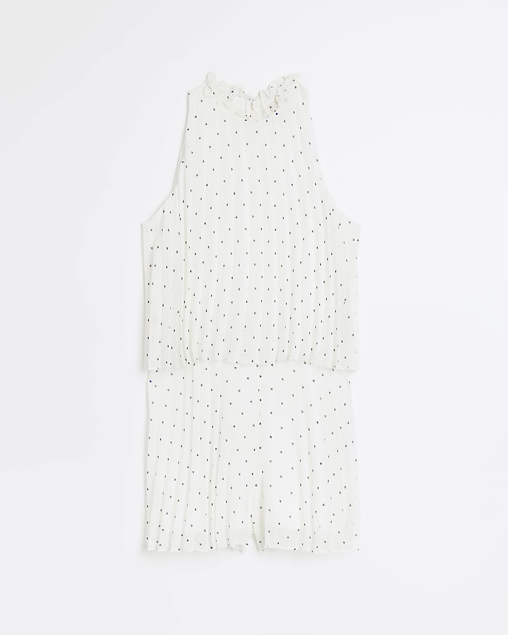 White chiffon spot layered playsuit