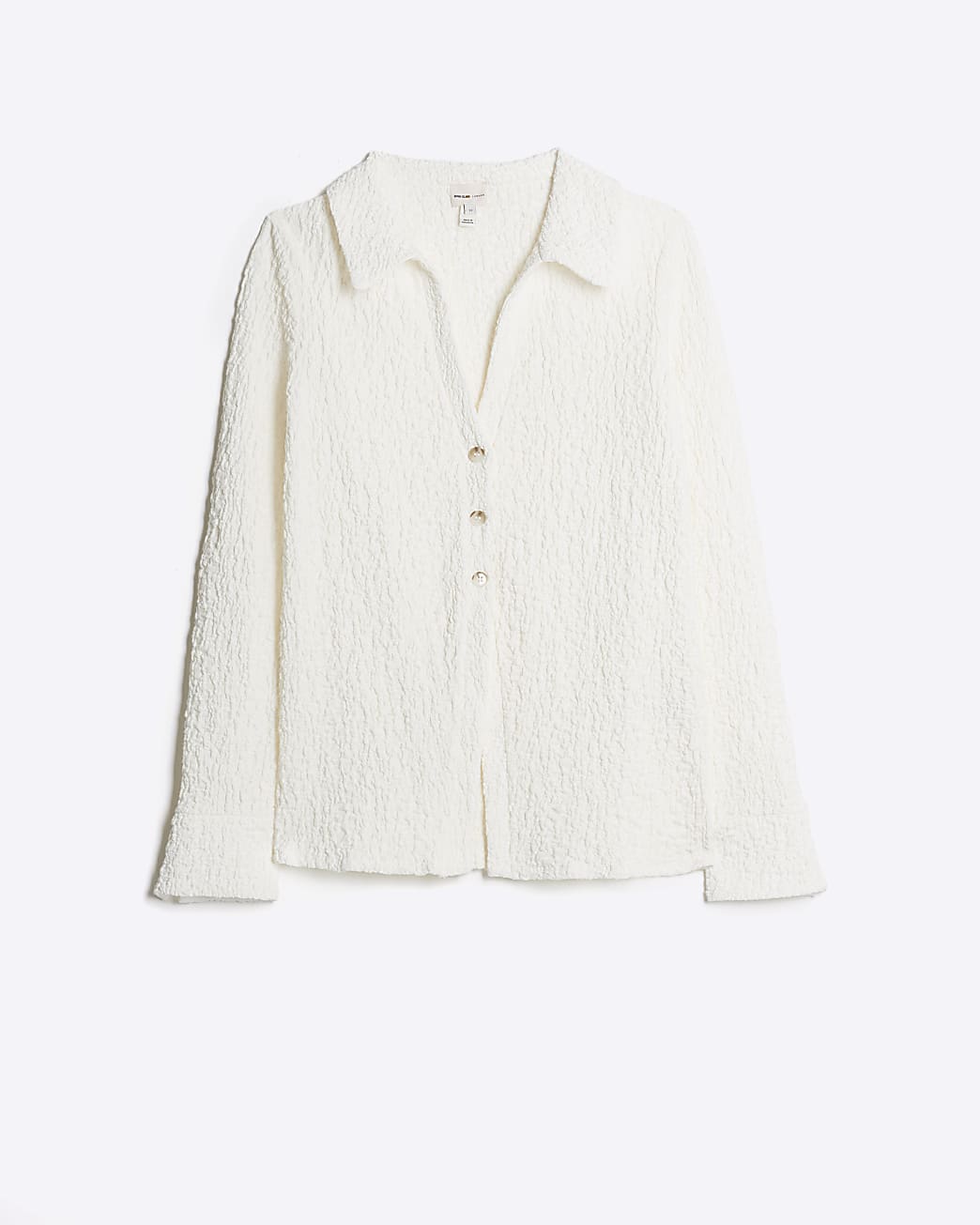 Cream textured long sleeve shirt