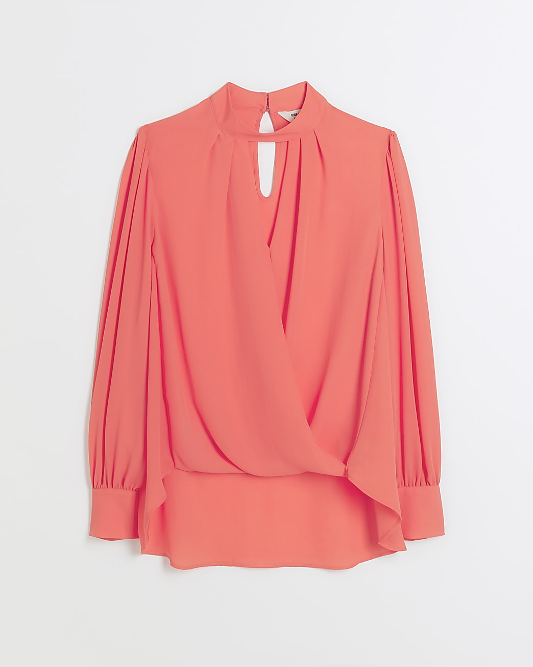Coral cut out wrap blouse