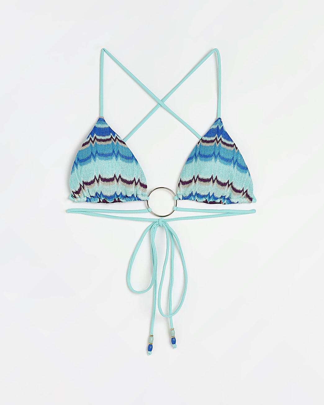 Blue stripe bikini top
