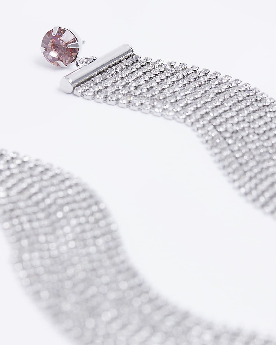 Pink stone cup chain earrings