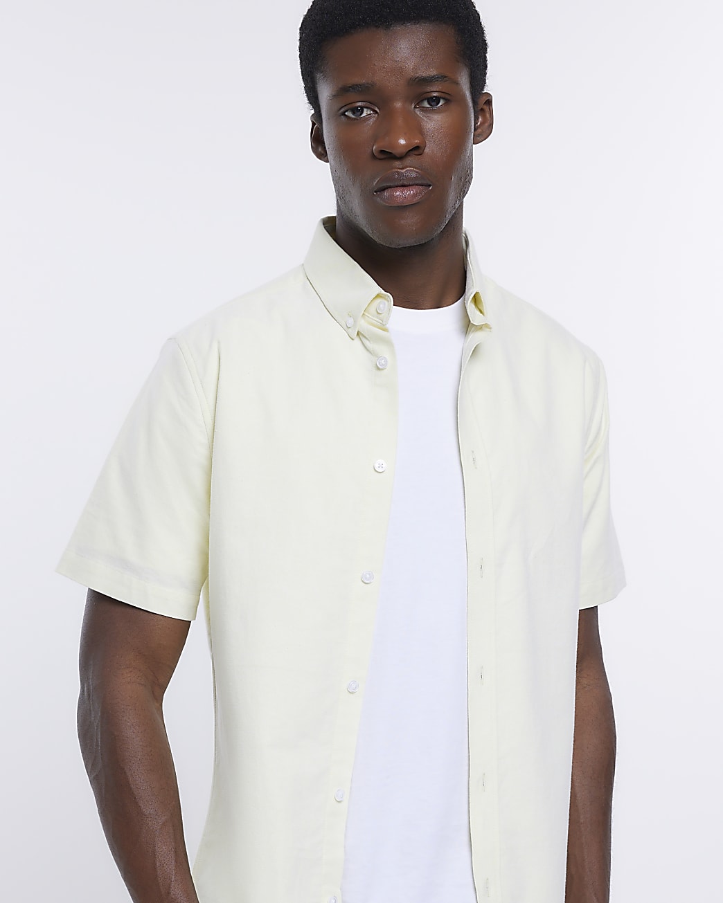 Yellow slim fit stretch oxford shirt