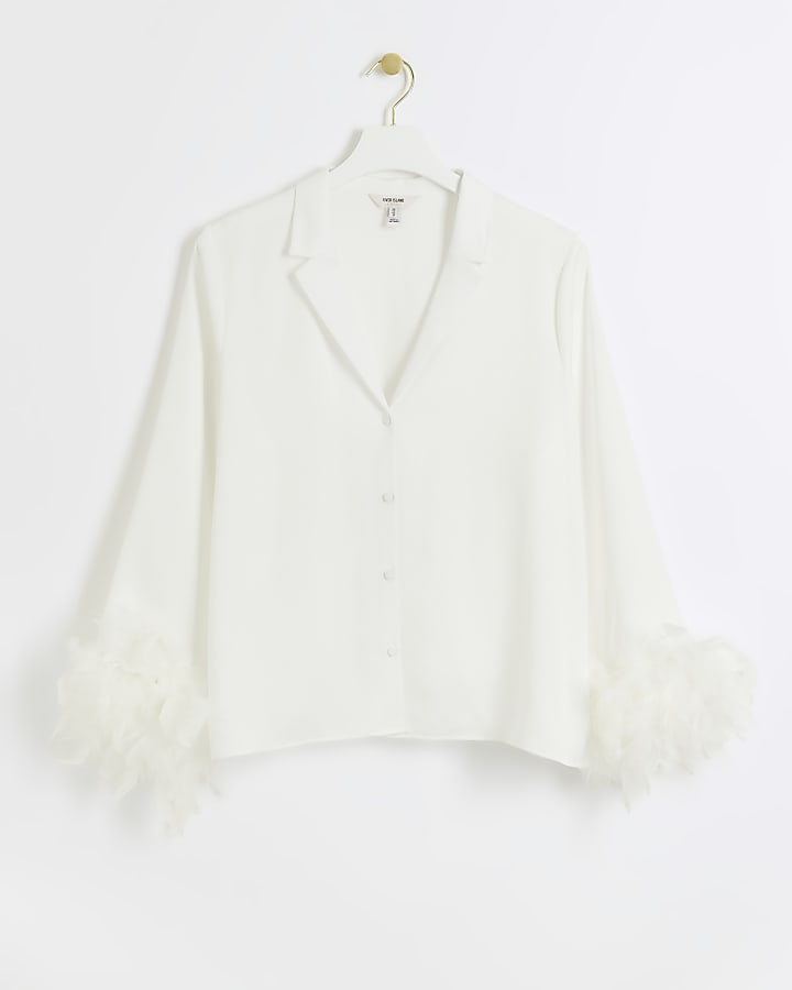 White feather cuff shirt