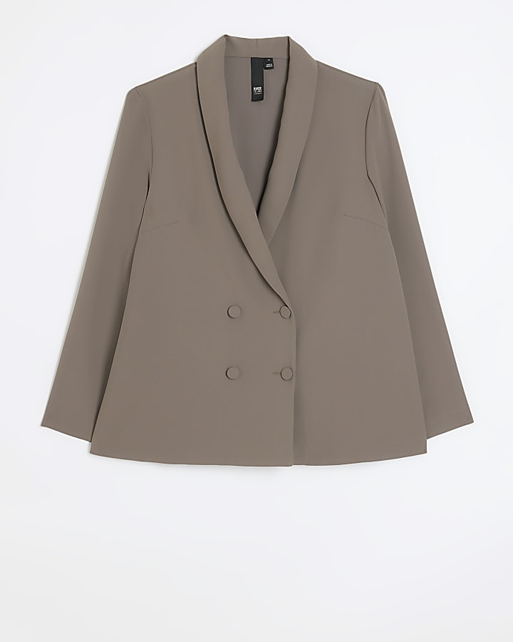 Grey soft double breasted button up blazer