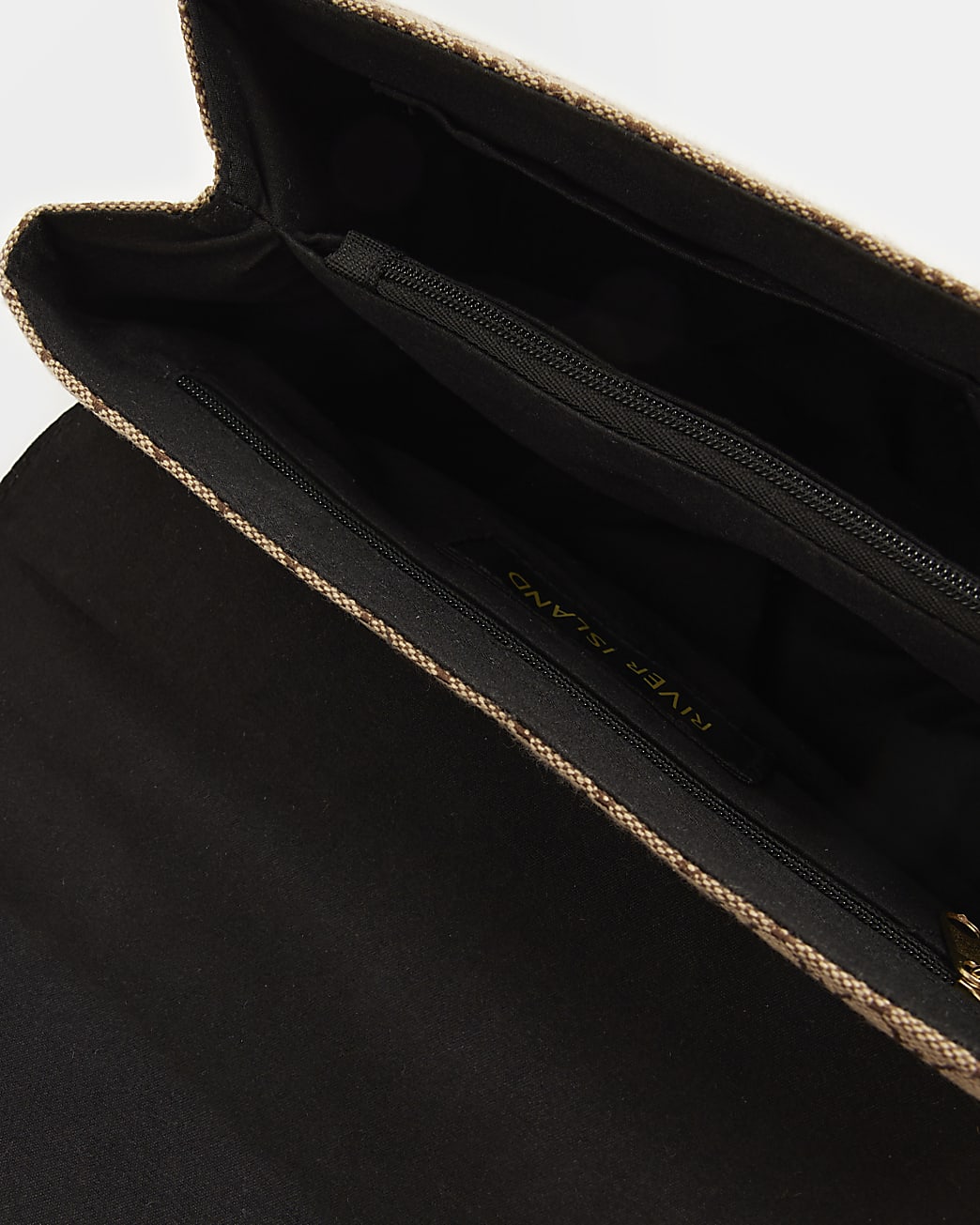 Brown RI monogram print shoulder bag