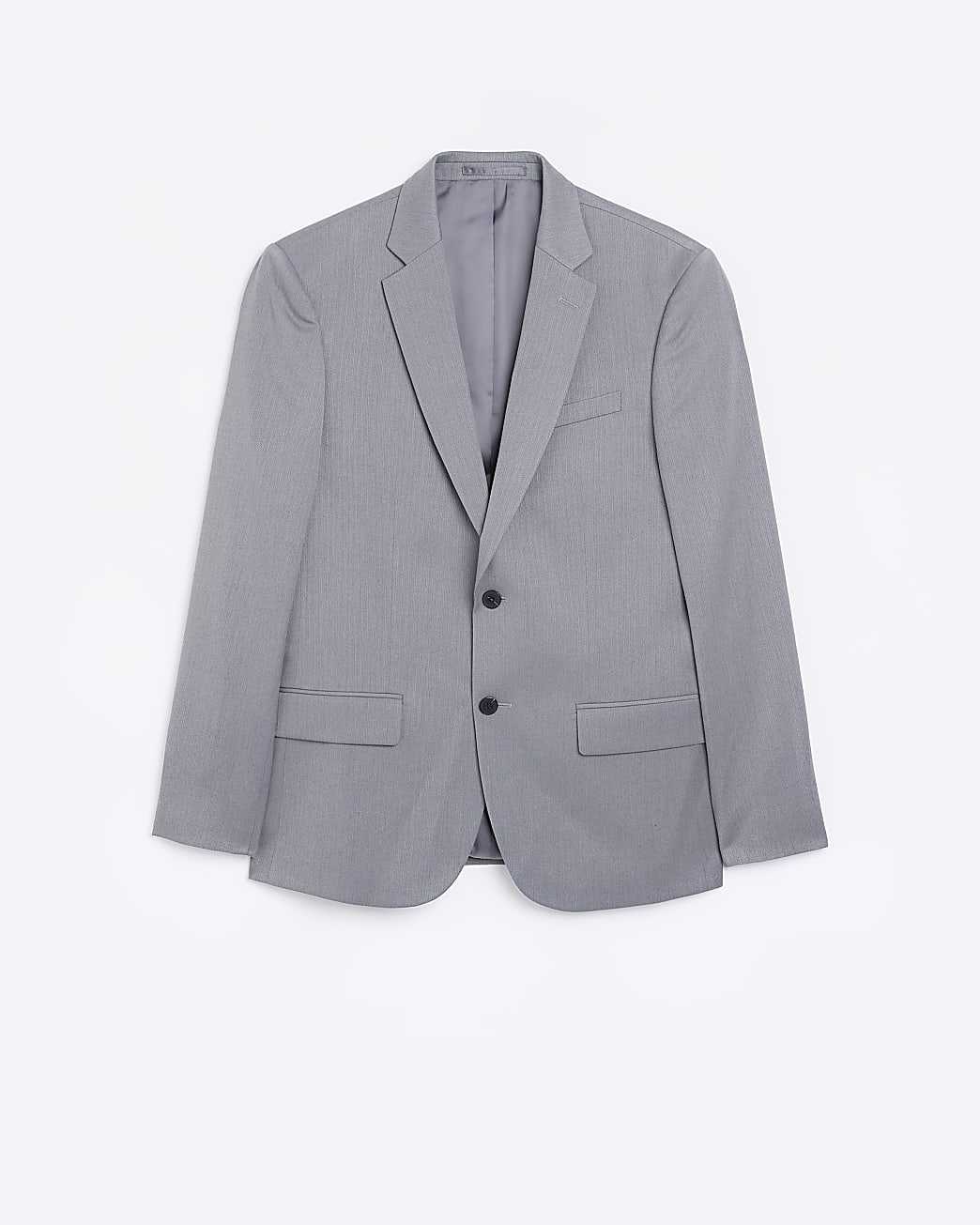 Grey skinny fit herringbone suit jacket