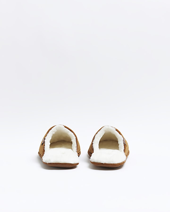 Brown corduroy slippers