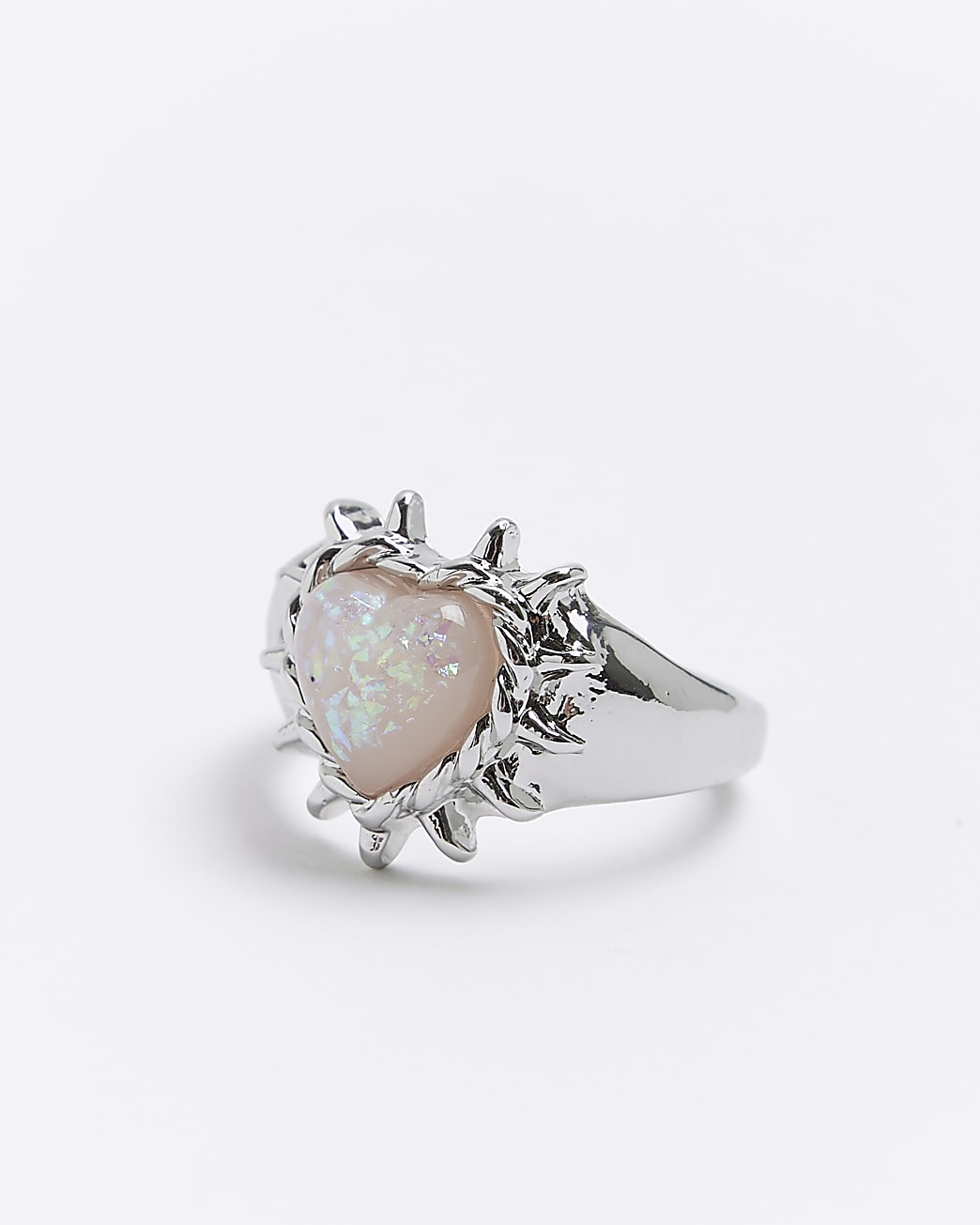 Silver glitter heart Ring