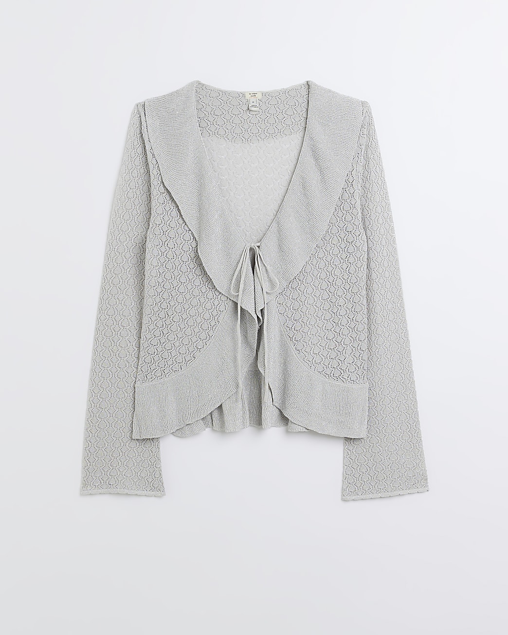Silver frill detail asymmetric cardigan